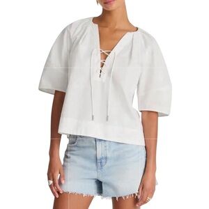 Madewell Women’s Poplin Lace-Up Top Blouse NWT XL Classic White